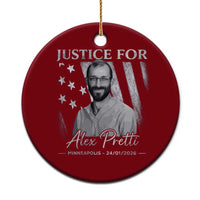 Justice For Alex Pretti Ceramic Ornament Minneapolis Tribute 2026 Vintage American Flag