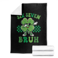 Funny 67 St Patricks Day Throw Blanket Six Seven Bruh Dabbing Shamrock