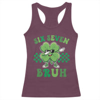 Funny 67 St Patricks Day Racerback Tank Top Six Seven Bruh Dabbing Shamrock