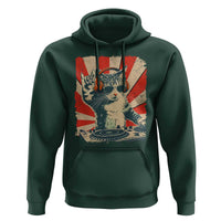 Funny DJ Cat with Headphones Retro Music Lover Hoodie