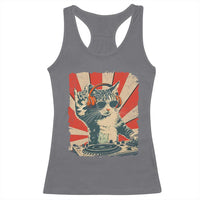 Funny DJ Cat with Headphones Retro Music Lover Racerback Tank Top