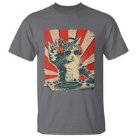 Funny DJ Cat with Headphones Retro Music Lover T Shirt