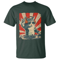 Funny DJ Cat with Headphones Retro Music Lover T Shirt