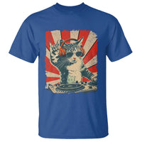 Funny DJ Cat with Headphones Retro Music Lover T Shirt