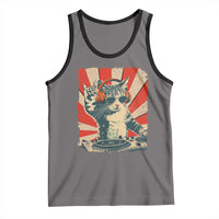 Funny DJ Cat with Headphones Retro Music Lover Tank Top