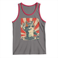 Funny DJ Cat with Headphones Retro Music Lover Tank Top