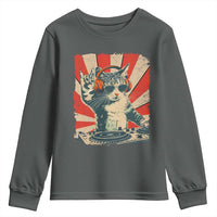 Funny DJ Cat with Headphones Retro Music Lover Youth Sweatshirt