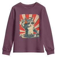 Funny DJ Cat with Headphones Retro Music Lover Youth Sweatshirt