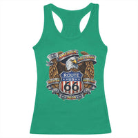 250 Years Of America 100 Years Of Route Highway 66 Racerback Tank Top Bald Eagle Vintage American Flag