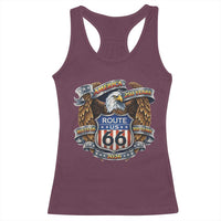 250 Years Of America 100 Years Of Route Highway 66 Racerback Tank Top Bald Eagle Vintage American Flag