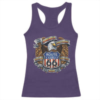 250 Years Of America 100 Years Of Route Highway 66 Racerback Tank Top Bald Eagle Vintage American Flag