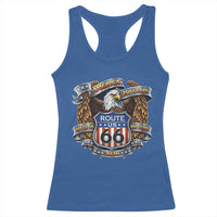 250 Years Of America 100 Years Of Route Highway 66 Racerback Tank Top Bald Eagle Vintage American Flag
