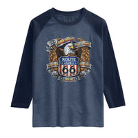 250 Years Of America 100 Years Of Route Highway 66 Raglan Shirt Bald Eagle Vintage American Flag