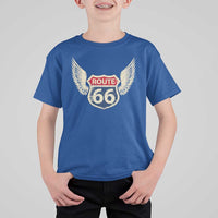 Vintage Route Highway 66 Highway Road Trip Sign T Shirt For Kid