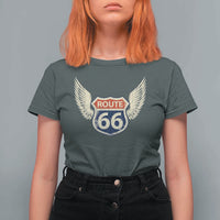 Vintage Route Highway 66 Highway Road Trip Sign T Shirt For Women