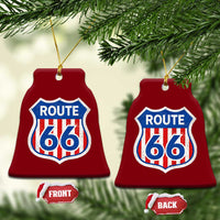 Vintage Route Highway 66 Historical Sign Distressed American Flag Road Trip Ceramic Ornament
