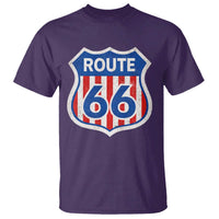 Vintage Route Highway 66 Historical Sign Distressed American Flag Road Trip T Shirt
