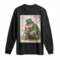 Vintage Japanese Leprechaun St Patricks Day Shamrock Ukiyo e Art Long Sleeve Shirt