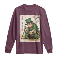 Vintage Japanese Leprechaun St Patricks Day Shamrock Ukiyo e Art Long Sleeve Shirt