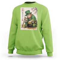 Vintage Japanese Leprechaun St Patricks Day Shamrock Ukiyo e Art Sweatshirt