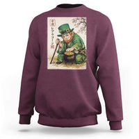 Vintage Japanese Leprechaun St Patricks Day Shamrock Ukiyo e Art Sweatshirt