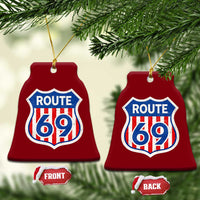 Vintage Route 69 Highway Road Trip Sign Distressed American Flag Ceramic Ornament