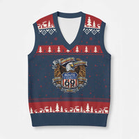 250 Years Of America 100 Years Of Route 69 V-Neck Knit Sweater Vest Bald Eagle Vintage American Flag