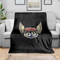 Vintage Route 69 Highway Road Trip Sign Throw Blanket