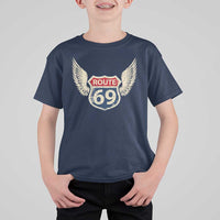 Vintage Route 69 Highway Road Trip Sign T Shirt For Kid