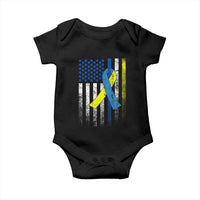 Down Syndrome Awareness Vintage American Flag Baby Onesie