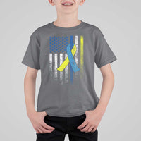 Down Syndrome Awareness Vintage American Flag T Shirt For Kid