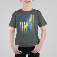 Down Syndrome Awareness Vintage American Flag T Shirt For Kid