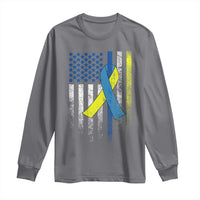 Down Syndrome Awareness Vintage American Flag Long Sleeve Shirt