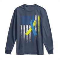 Down Syndrome Awareness Vintage American Flag Long Sleeve Shirt