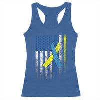 Down Syndrome Awareness Vintage American Flag Racerback Tank Top