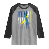 Down Syndrome Awareness Vintage American Flag Raglan Shirt