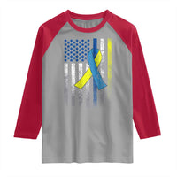 Down Syndrome Awareness Vintage American Flag Raglan Shirt