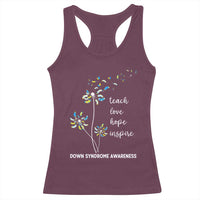 Down Syndrome Awareness Racerback Tank Top Teach Love Hope Inspire Socks Dandelion