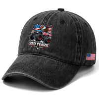 USA 250th Anniversary 250 Years 1776 2026 Monster Truck Eagle Washed Cotton Baseball Cap