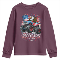 USA 250th Anniversary 250 Years 1776 2026 Monster Truck Eagle Youth Sweatshirt