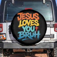 Jesus Loves You Bruh Spare Tire Cover Funny Christian Believer Faith God Retro Religious