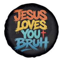 Jesus Loves You Bruh Spare Tire Cover Funny Christian Believer Faith God Retro Religious