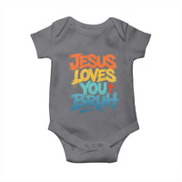 Jesus Loves You Bruh Baby Onesie Funny Christian Believer Faith God Retro Religious