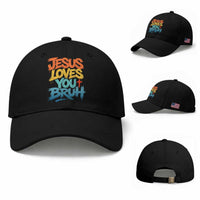 Jesus Loves You Bruh Baseball Cap Funny Christian Believer Faith God Retro Religious