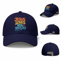 Jesus Loves You Bruh Baseball Cap Funny Christian Believer Faith God Retro Religious