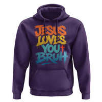 Jesus Loves You Bruh Hoodie Funny Christian Believer Faith God Retro Religious