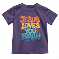 Jesus Loves You Bruh Toddler T Shirt Funny Christian Believer Faith God Retro Religious