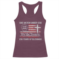 One Nation Under God 250 Years Of Blessing Racerback Tank Top 250th Faith Anniversary USA