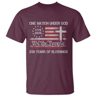 One Nation Under God 250 Years Of Blessing T Shirt 250th Faith Anniversary USA