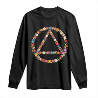 AA Sober Retro Flower Symbol Serenity Recovery Long Sleeve Shirt